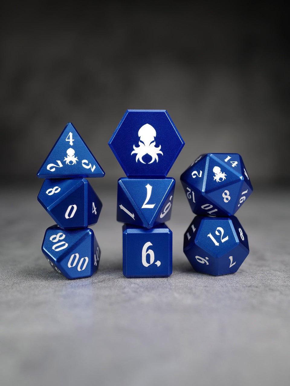 Vulcan: 8pc Blue Aluminum TTRPG Dice Set