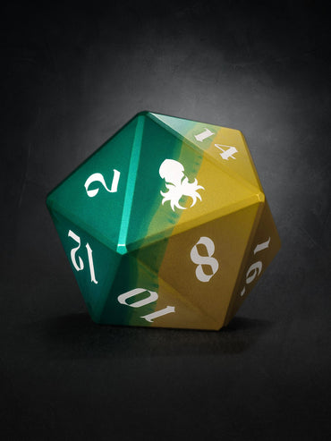 Vulcan: Sylvan Knight 75mm Green and Yellow Precision Aluminum Single D20