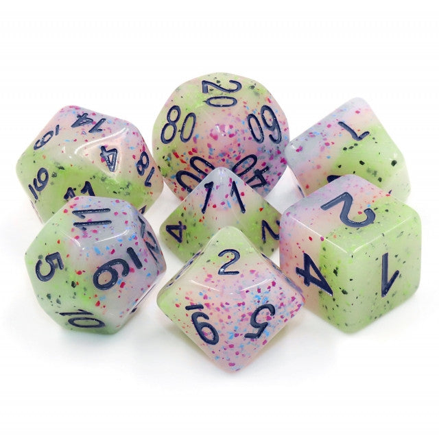 Witch's Robe Blue Ink 7pc Particles Polyhedral Dice Set