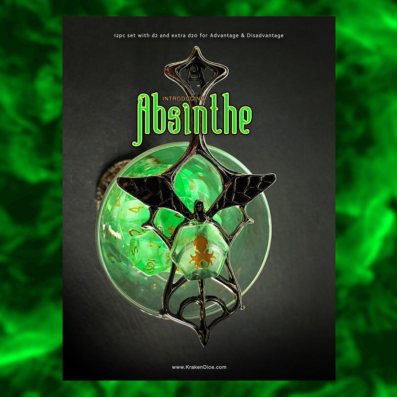 Absinthe 14pc DnD Dice Set With Kraken Logo