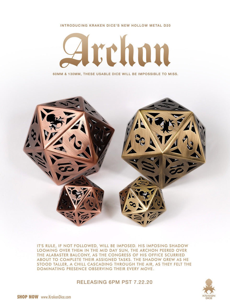 Archon: Copper/Bronze 130mm Hollow D20