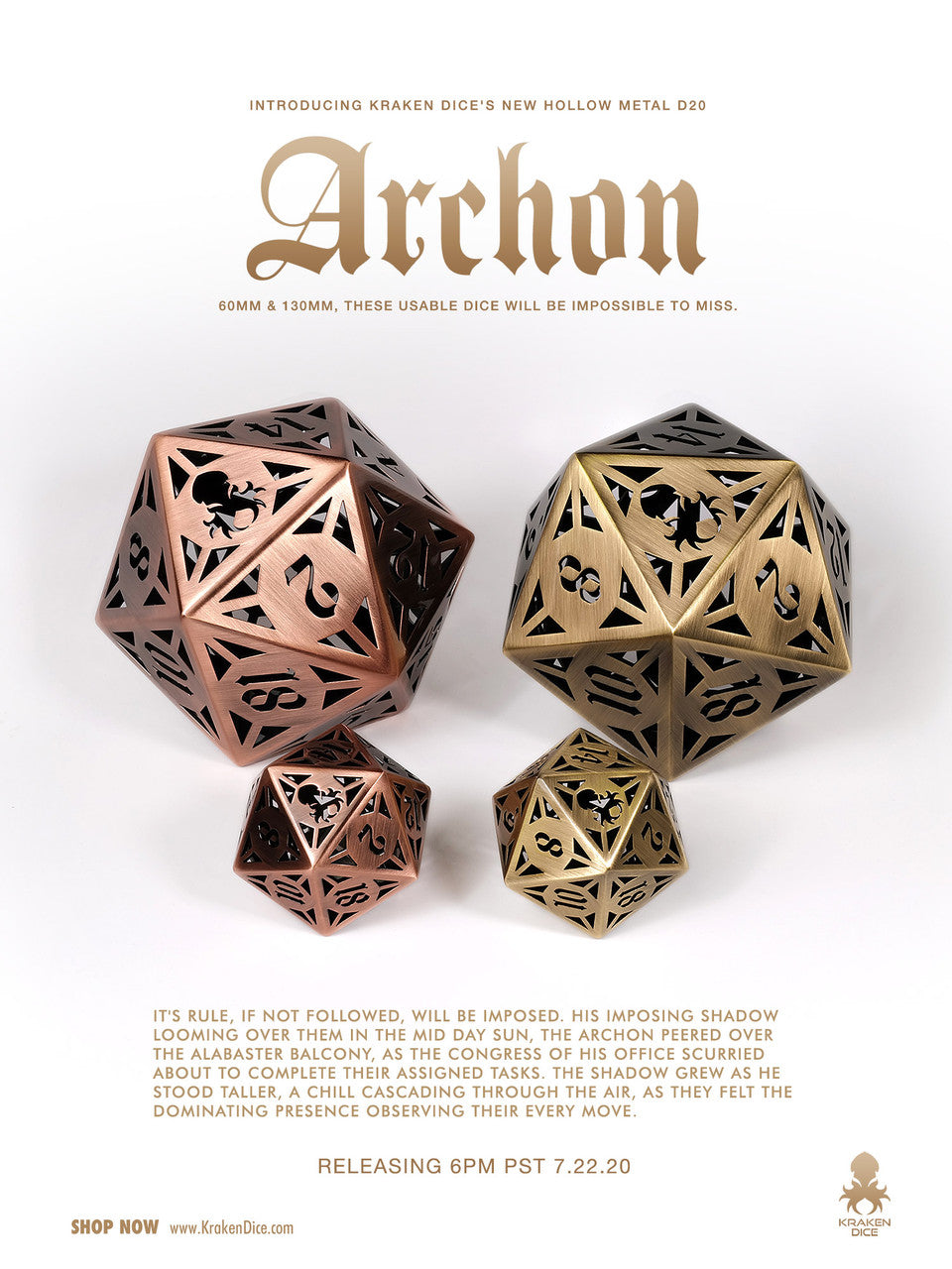 Archon: Copper/Bronze 60mm Hollow D20