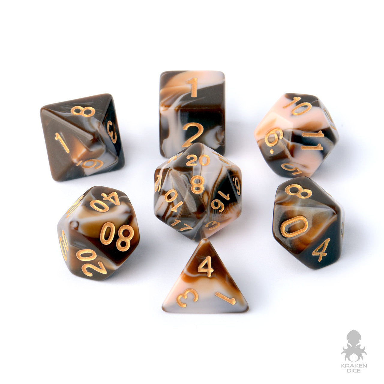 Coffee & Milk 7pc Fusion Dice Set For RPGs