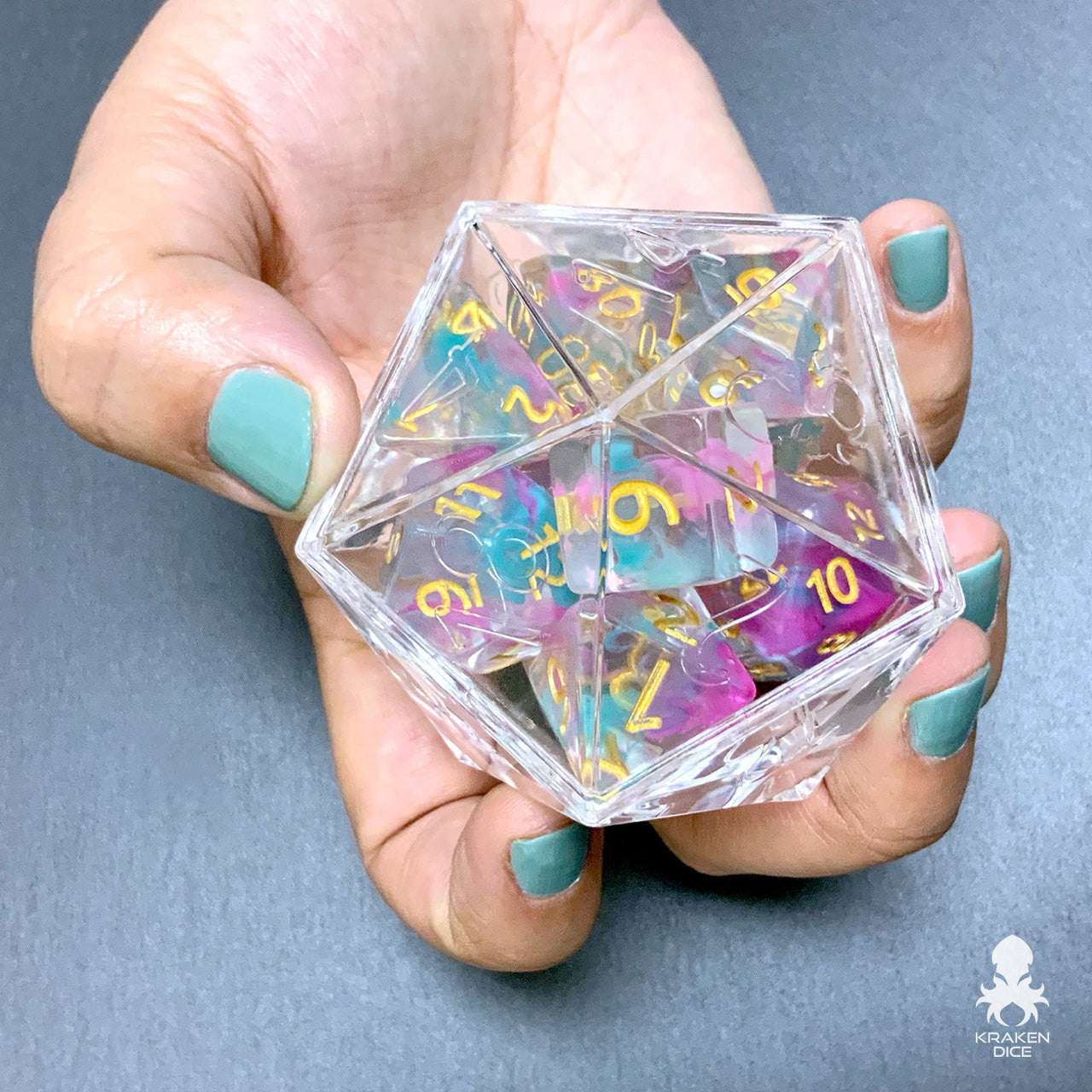24 pack Kraken Logo D20 Dice Display