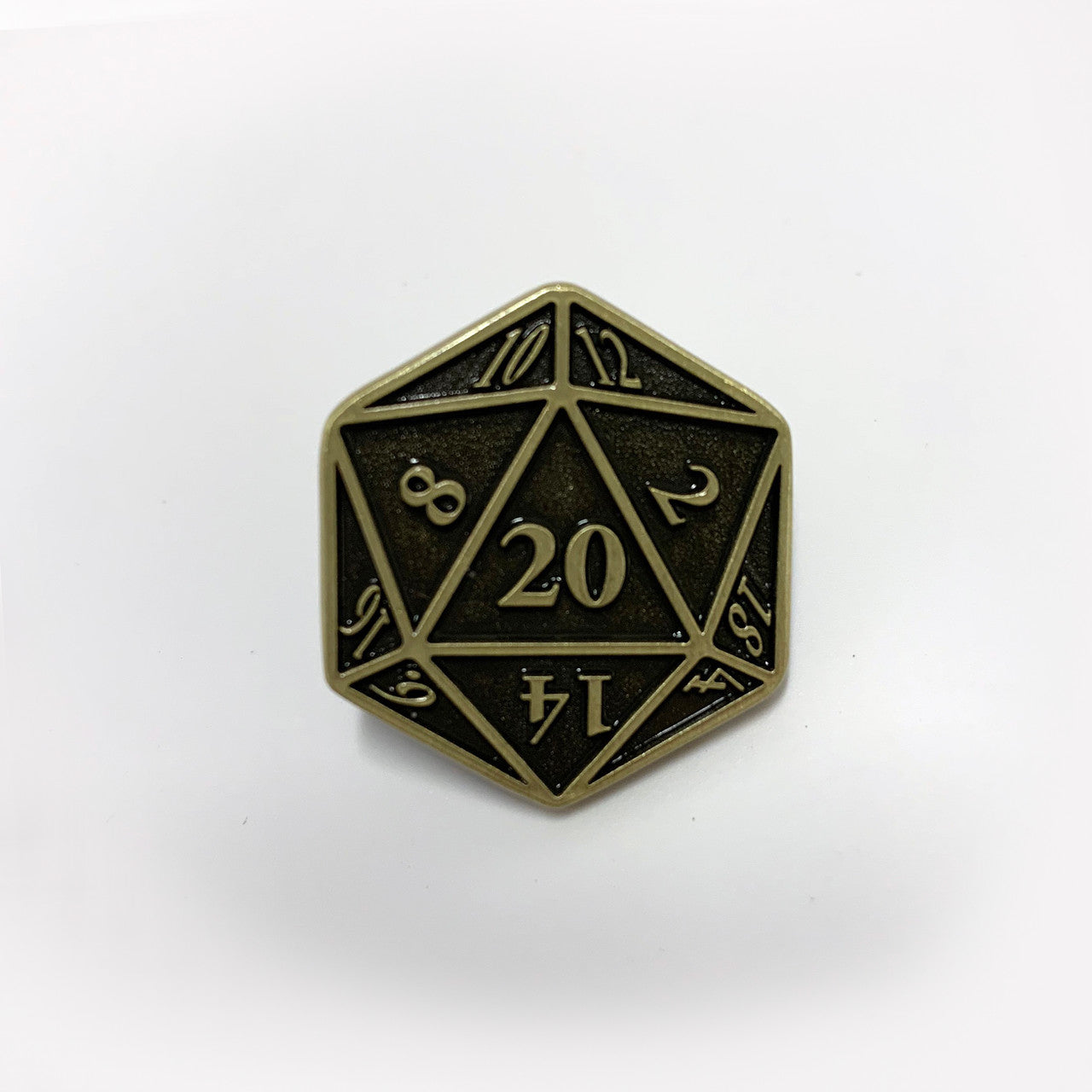 D20 Lapel Pin in Brass