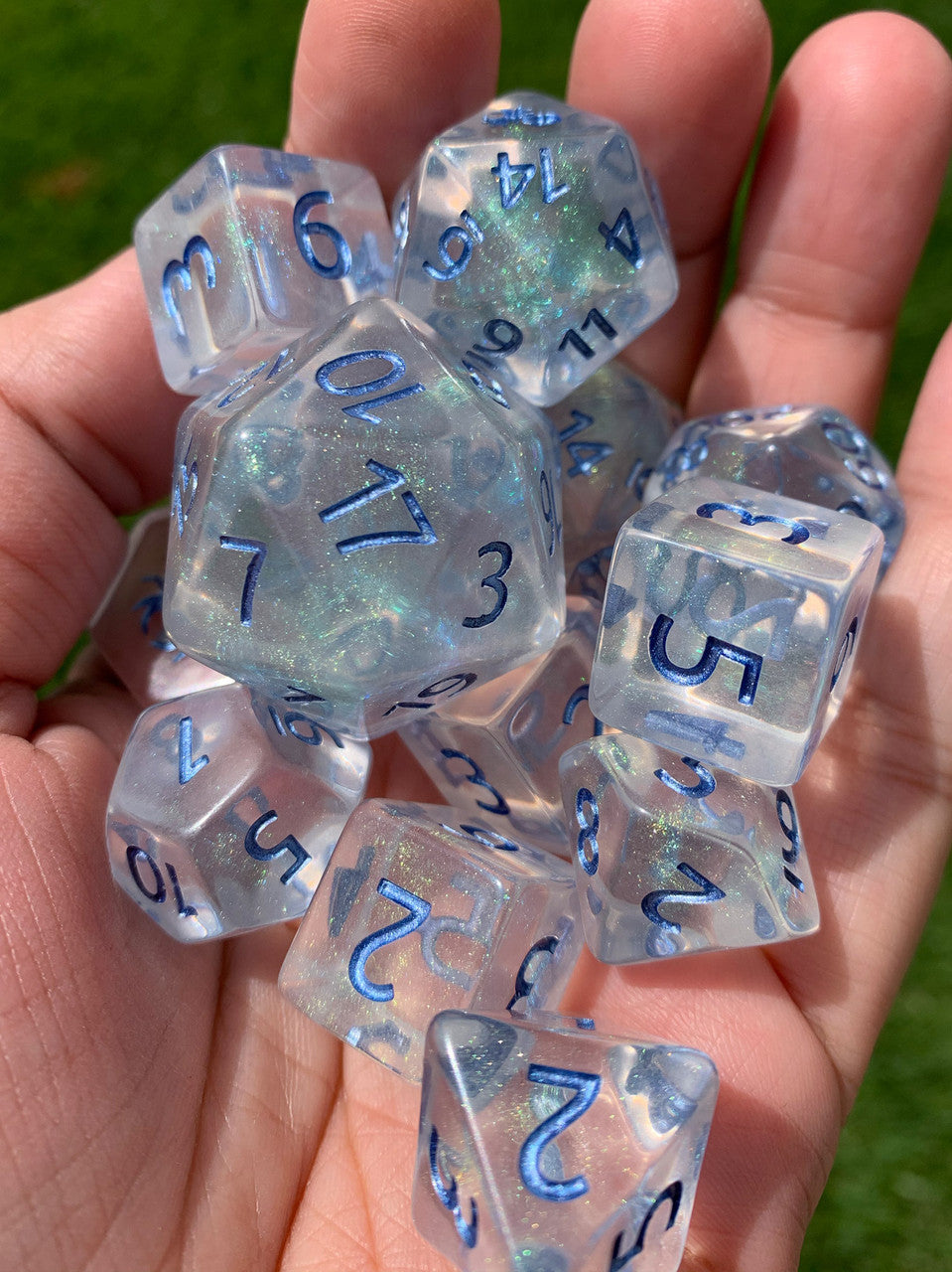 Frost Fairy Blue Shimmer 14pc Metallic Blue Ink Dice Set