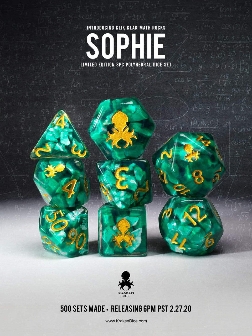Sophie: Klik Klak Math Rocks Limited Edition 8pc Polyhedral Dice Set