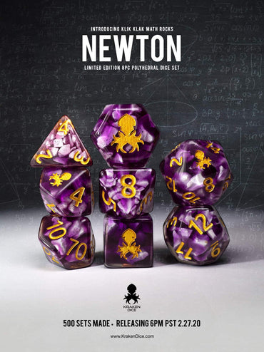 Newton: Klik Klak Math Rocks Limited Edition 8pc Polyhedral Dice Set