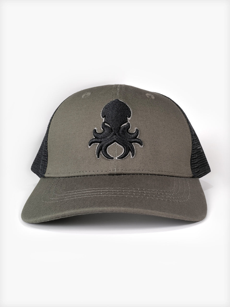 Kraken Logo Grey Silhouette Snapback Trucker Cap
