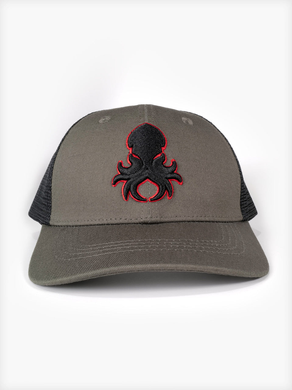 Kraken Logo Red Silhouette Snapback Trucker Cap