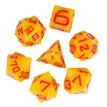 Cheese 7pc Dice Set inked in Red