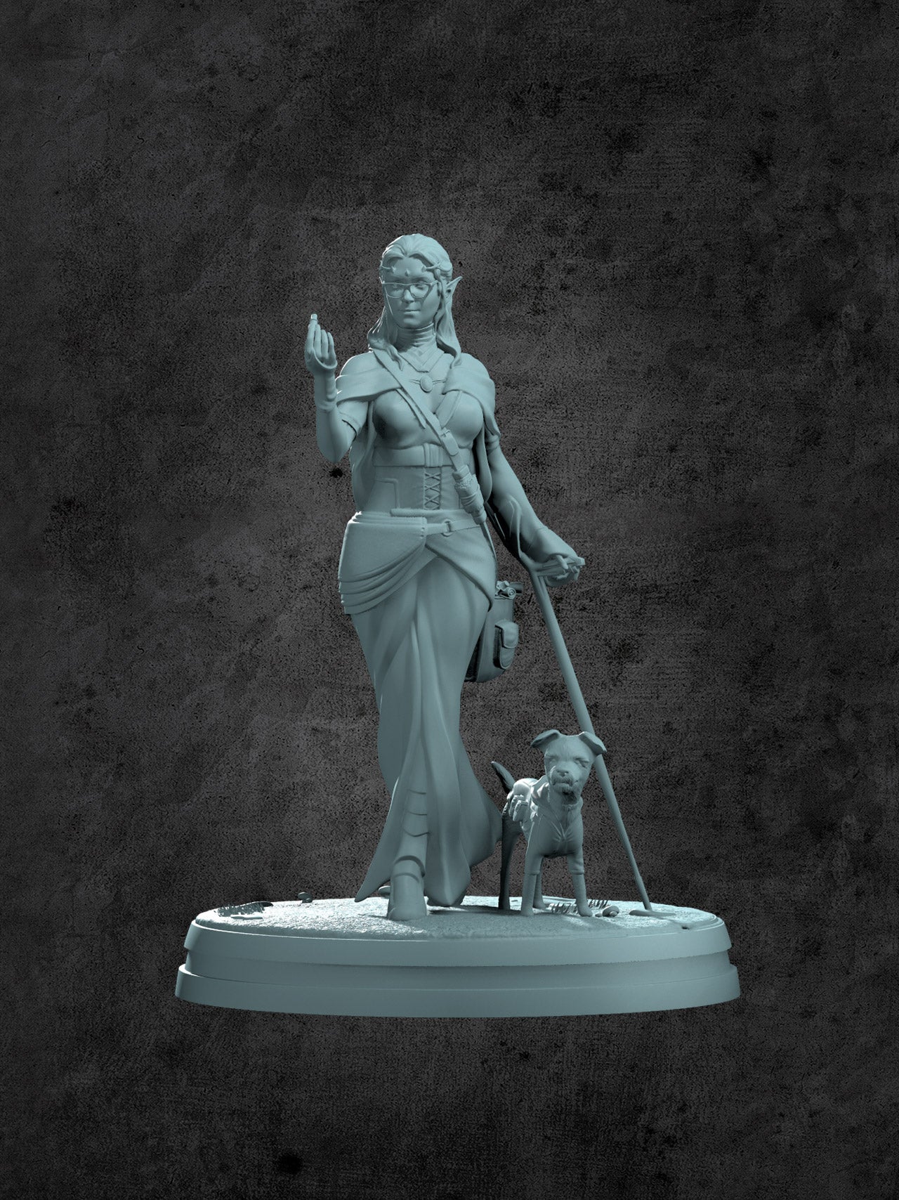 Elisabet and "Monster" (Apothecary & Dog) Miniature for Tabletop RPGs