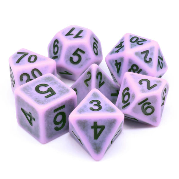 Ancient Purple 7pc Dice Set Inked in Black