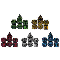 Druid 7pc Polyhedral Dice Set inked in Yellow