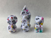 Matisse 7pc Dice Set for TTRPG inked in Black
