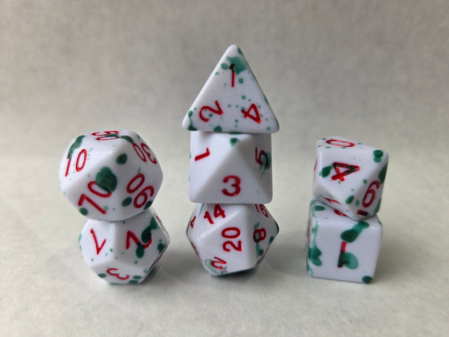 Monet 7pc Dice Set for TTRPG inked in Red