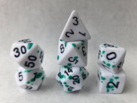 Kahlo 7pc Dice Set for TTRPG inked in Black