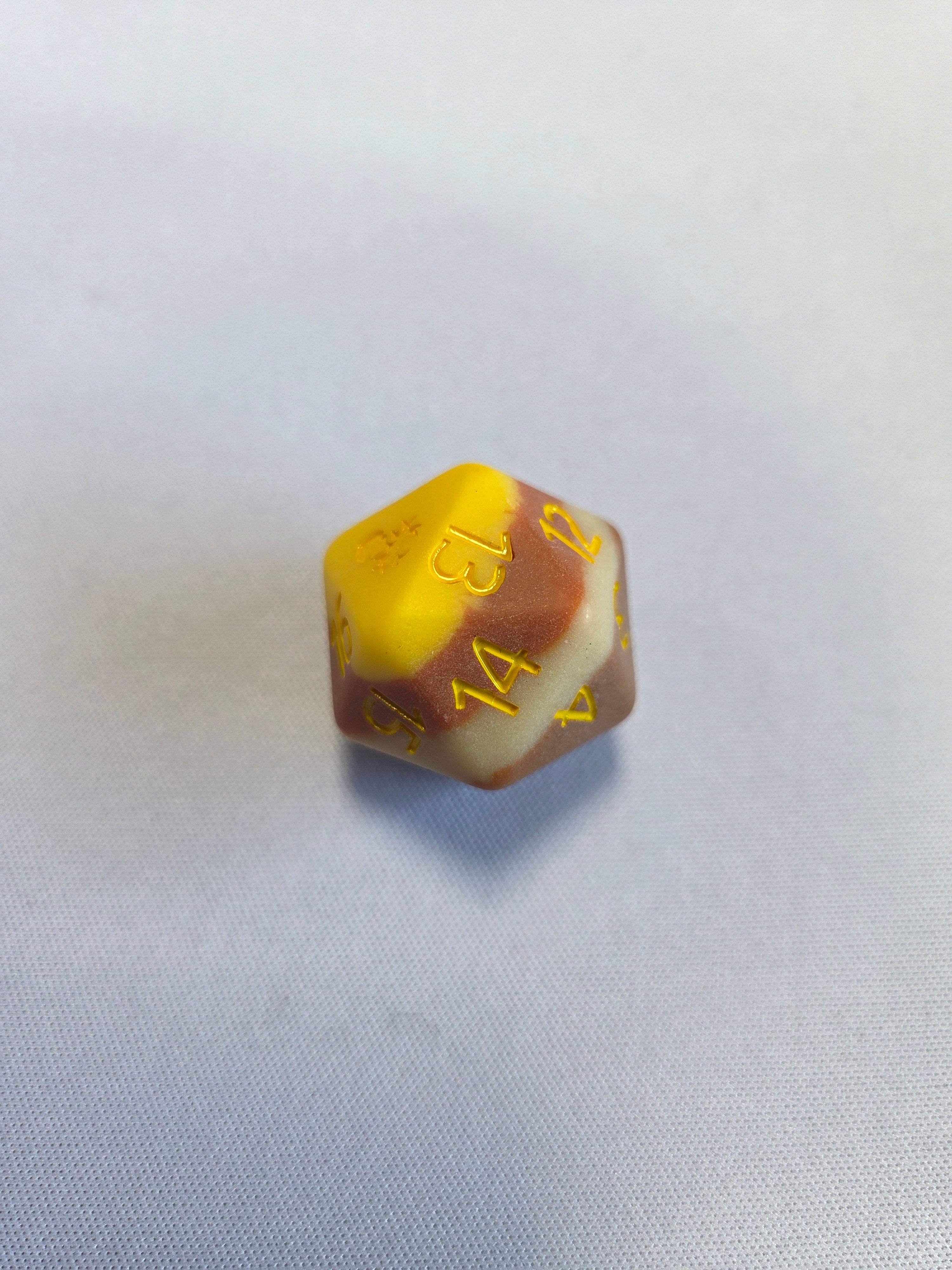 Bacon And Eggs Spindown D20 Inked In Yellow