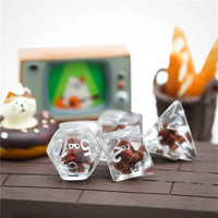 Teddy Dog 7pc Dice Set Inked in Silver