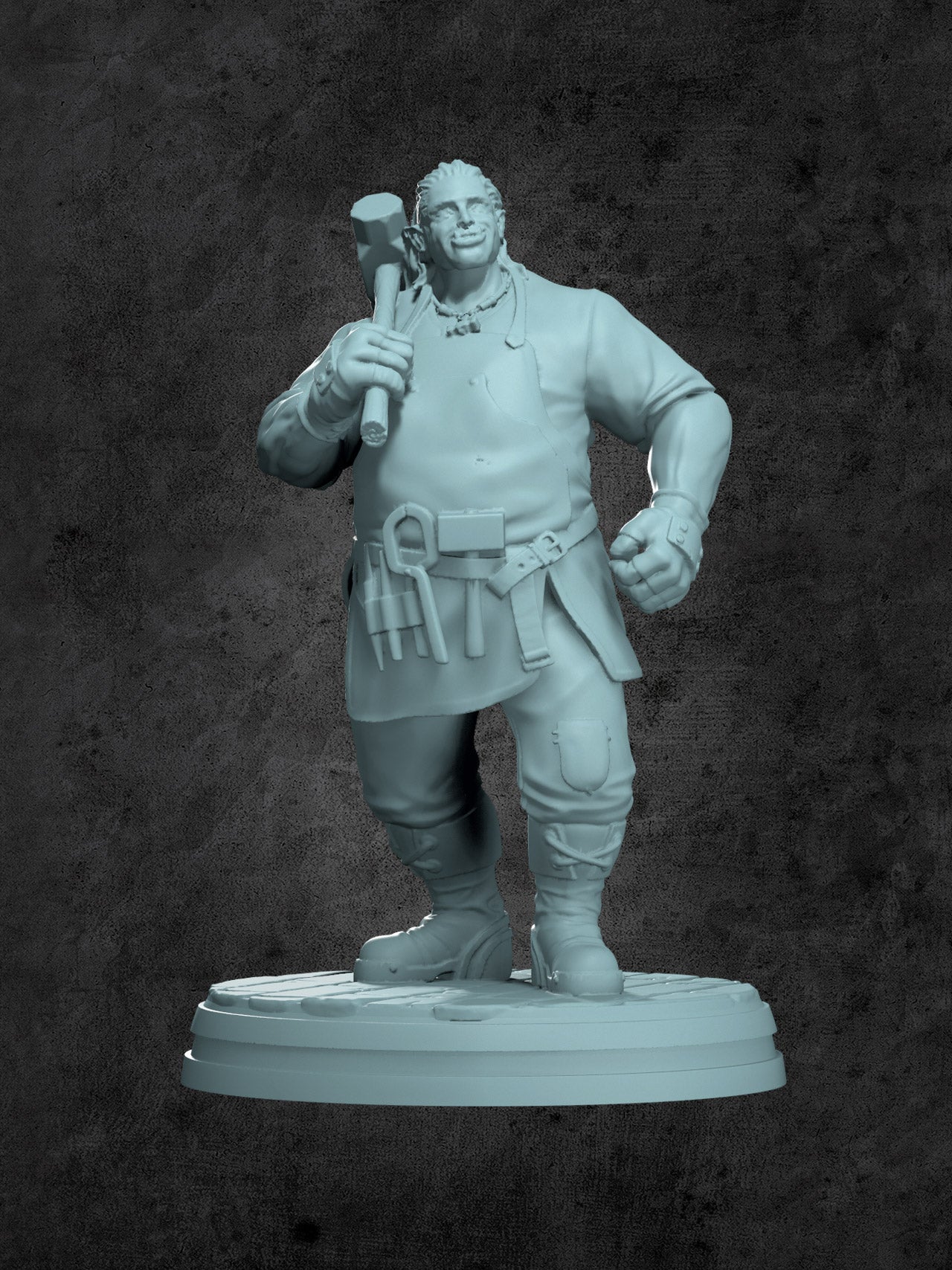 Urag (Half Orc Blacksmith) Miniature for Tabletop RPGs