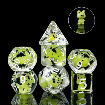 Froggy 7pc Dice Set Inked in Green