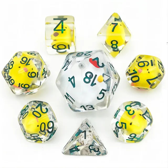 Chicken Family 8pc Dice Set Inked in Green