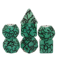 Green Cracks 7pc Dice Set Inked in Black