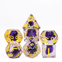 Purple Skull 7pc Dice Set Inked in Yellow