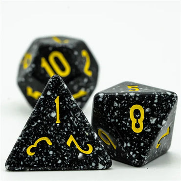 Homage Black 7pc Dice Set Inked in Yellow