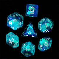 Glow in the Dark Jelly Fish 7pc Dice Set Inked in White