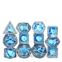 Blue Constellation 12pc Dice Set inked in Silver