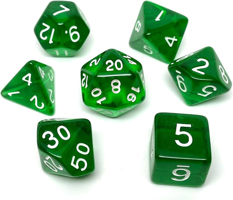 Forest Green 7pc Translucent Dice Set