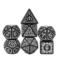 Druid 7pc Polyhedral Dice Set inked in White