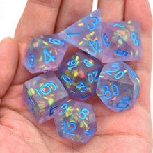 Blue Frosted Mermaid Dice with Blue Ink 7pc Polyhedral Dice Set