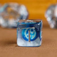 Blue Constellation 12pc Dice Set inked in Silver