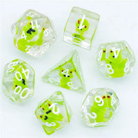 Froggy 7pc Dice Set Inked in Green