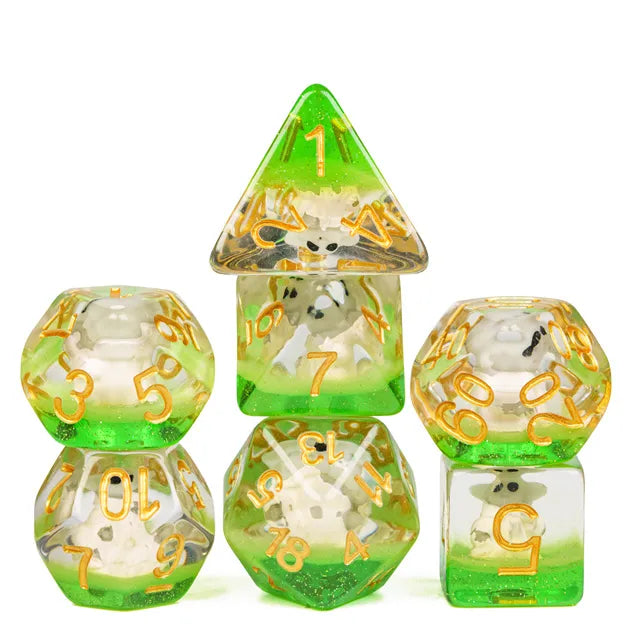 Baby Goblin 7pc Dice Set Inked in Gold