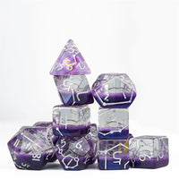 Purple Constellation 12pc Dice Set inked in Silver