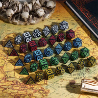 Druid 7pc Polyhedral Dice Set inked in Yellow