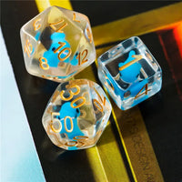 Baby Whale 7pc Dice Set Inked in Gold