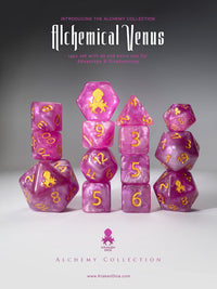 🎁 Alchemical Venus 14pc Pink and White Gold Ink Dice Set With Kraken Logo (100% off)