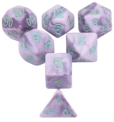 Ancient Ballad 7pc Dice Set Inked in Blue