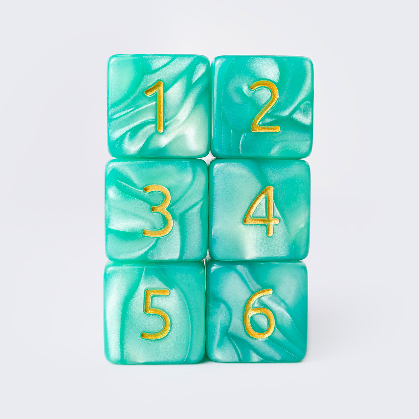 Kraken Signature's Aqua with Gold Ink Polyhedral RPG D6 Dice Set