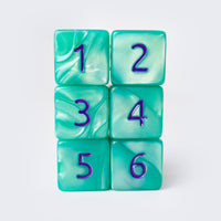 Kraken Signature's Aqua with Purple Ink Polyhedral RPG  D6 Dice Set