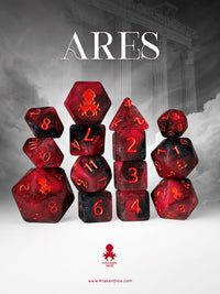 Ares 14pc Dice Set inked in Metallic Red