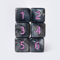 Kraken Signature's Black with Pink Ink Polyhedral RPG D6 Dice Set