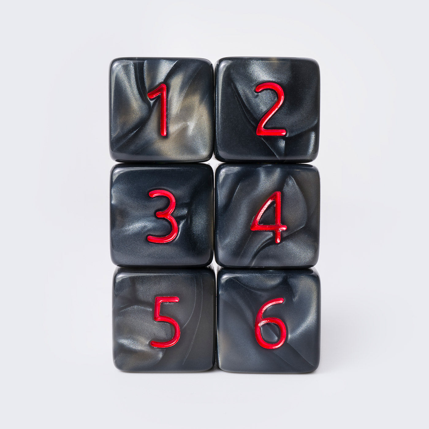 Kraken Signature's Black with Red Ink Polyhedral RPG D6 Dice Set