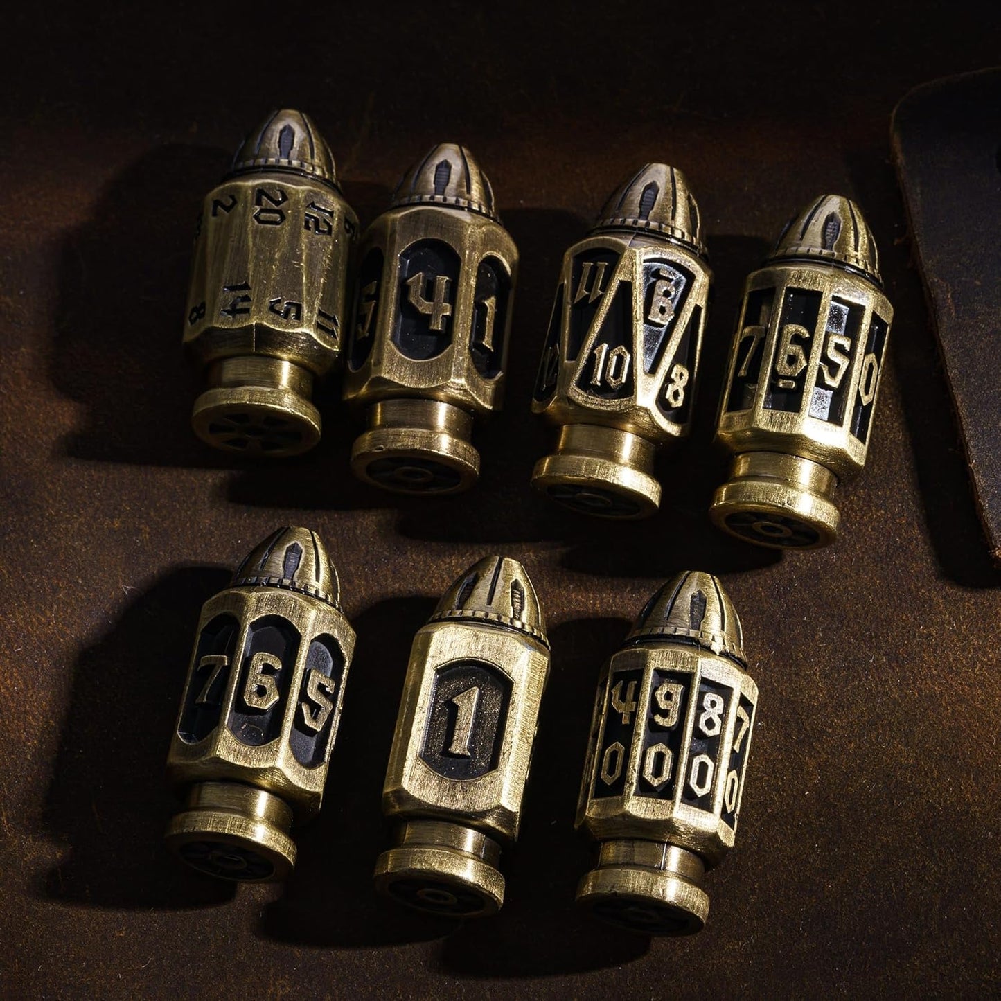 Brass Metal Bullet Dice Set With Magazine Storage Container