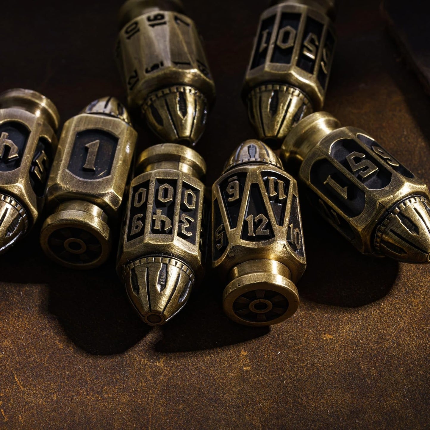 Brass Metal Bullet Dice Set With Magazine Storage Container