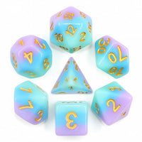 Bridal Bouquet 7pc Gold Ink Polyhedral Dice Set For RPGs
